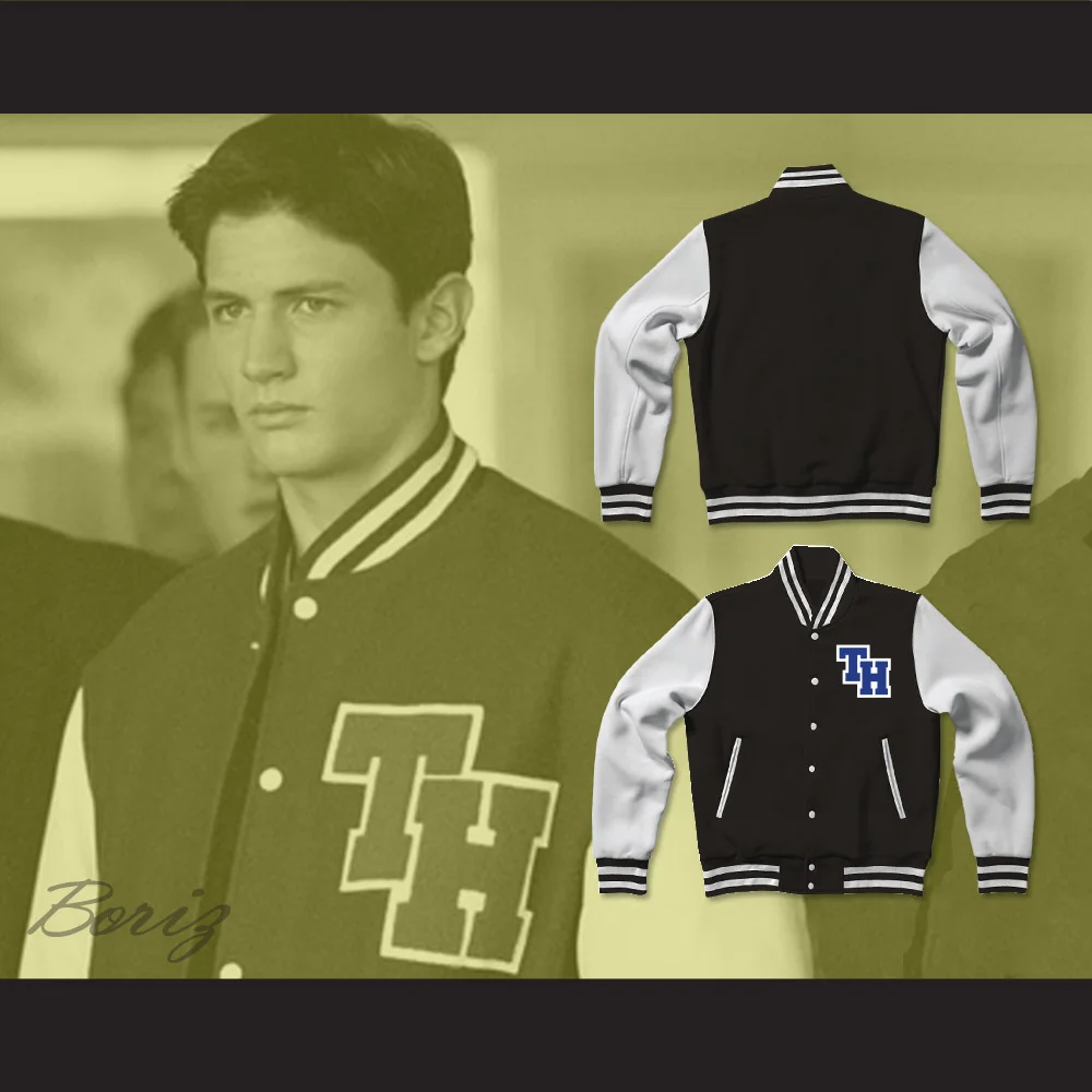 Nathan Scott One Tree Hill Ravens Black Varsity Letterman Jacket-Style ...